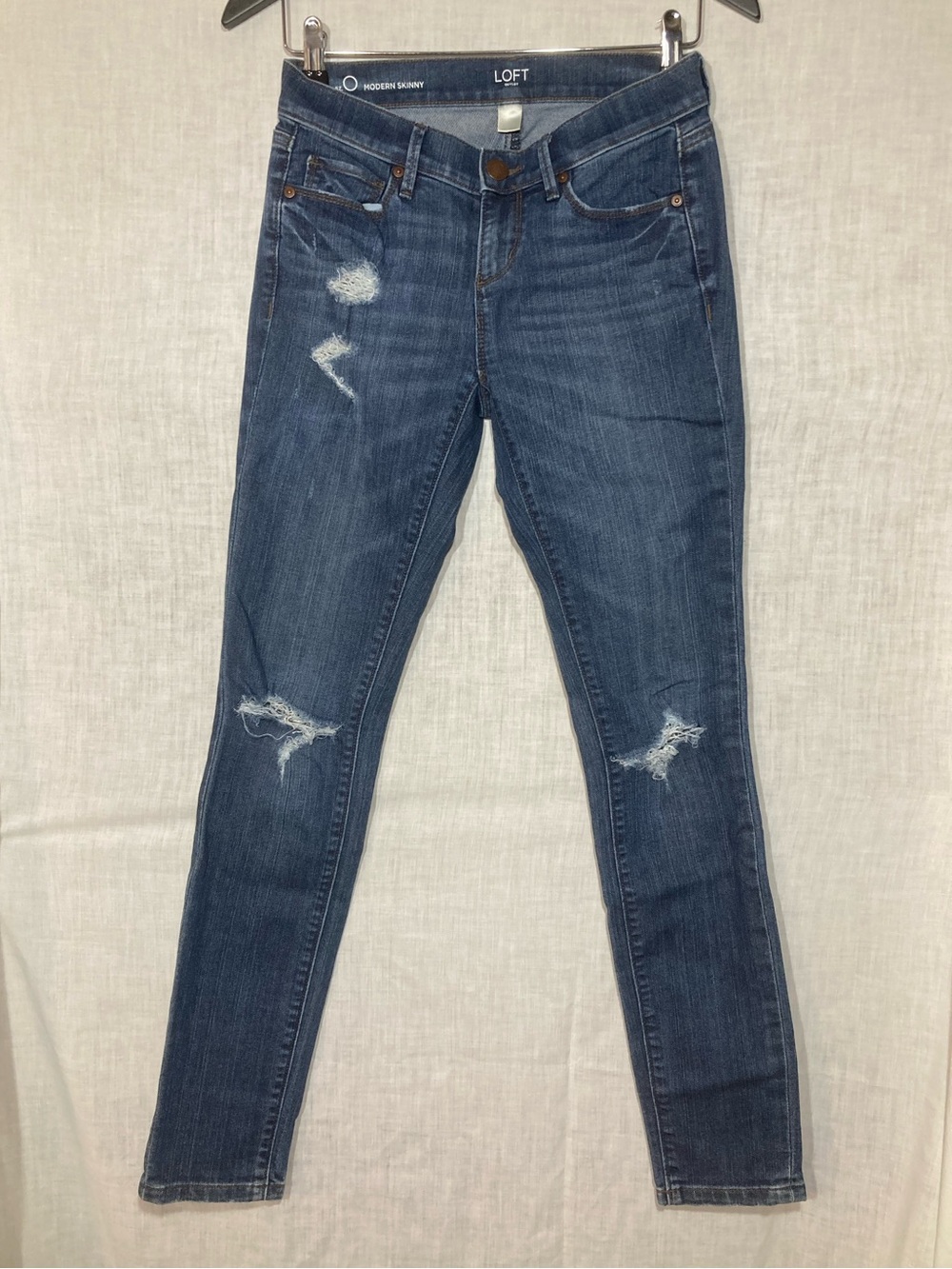 LOFT Dark Blue Distressed Skinny Jeans